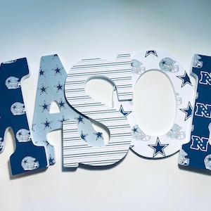 Personalized name sign -  NFL Cowboys Wall Letters- Sports theme nursery decor - Nursery letters- Wall name sign - Dallas Cowboys gift