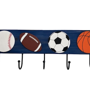 Child’s Coat Hooks -Child’s Sports Coat Rack - Sports Wall Hooks-Towel Hooks- Child’s PJ Hooks Nursery Hooks- kids decor