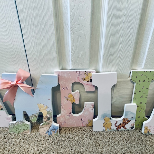 Vintage Winnie the Pooh nursery letters - Girls Winnie the Pooh Letters -Nursery letters - Nursery name sign- Amelia