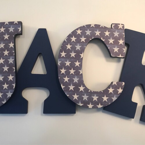 Boy Nursery Letters Boys Navy Nursery Letters Boys Wall Etsy
