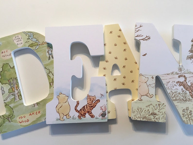 Winnie the Pooh Nursery Letters Blue Nursery Pooh Baby Etsy
