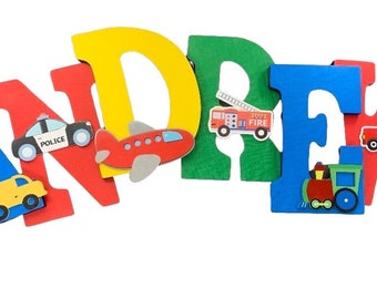Vehicle theme nursery-letters -Nursery name sign - Baby name letters -Boys name letters