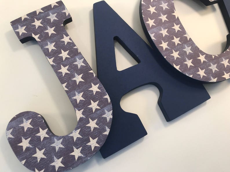 Boy Nursery Letters Boys Navy Nursery Letters Boys Wall Etsy