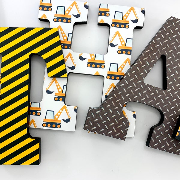 Construction theme wall letters, Transportation nursery letters, name sign, Nursery decor, Boy gift, Baby shower gift, Nursery name sign