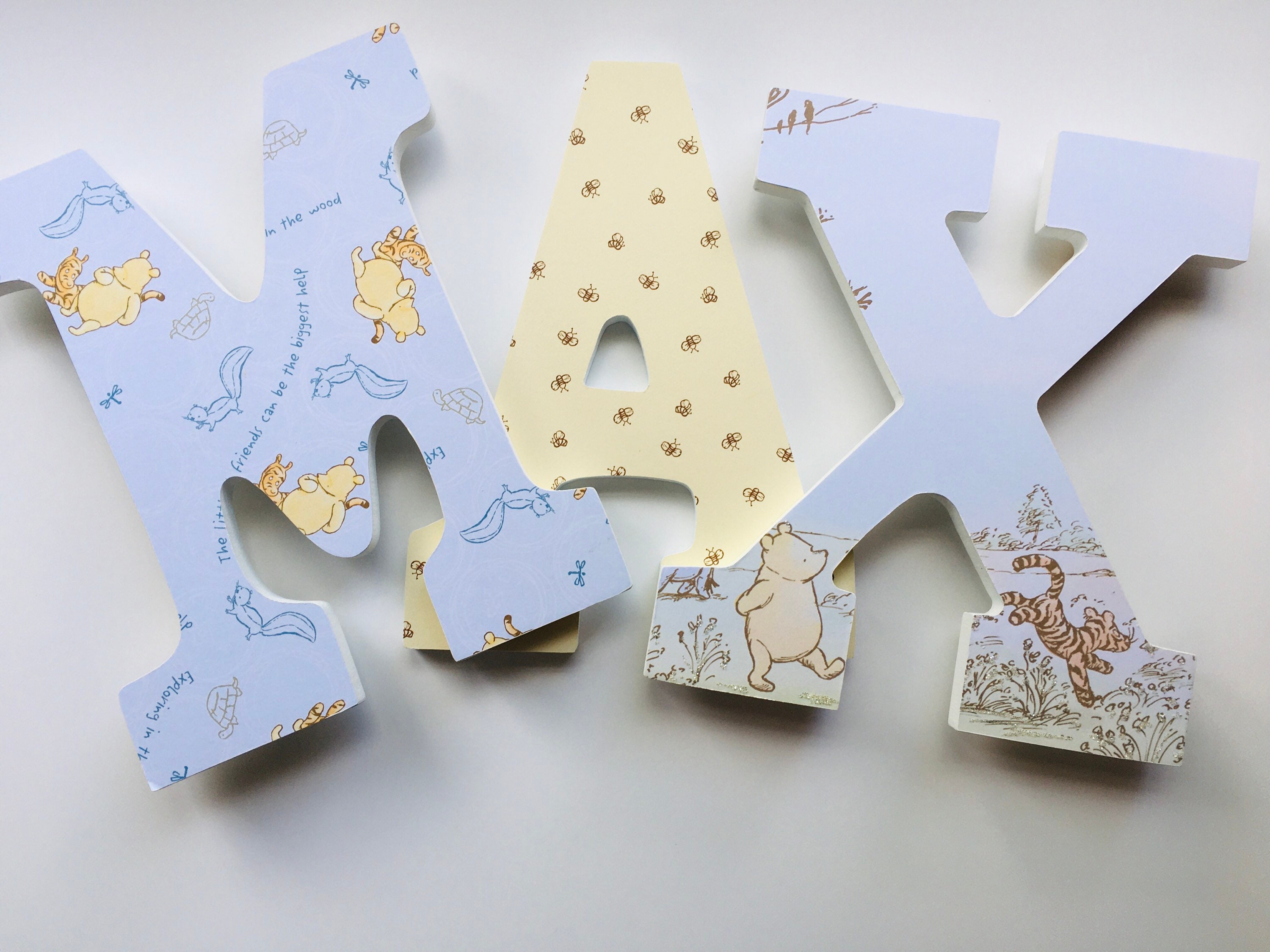 Winnie the Pooh Nursery Letters Blue Nursery Pooh Baby Etsy