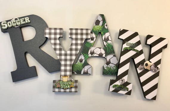 Boys Nursery Letters Boys Soccer Wall Letters Boys Soccer Name Letters Boys Soccer Decor Boys Soccer Nursery Boys Sports Nursery Ryan