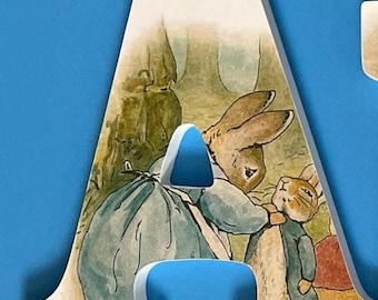 Letras para la guardería de Peter Rabbit: Letrero personalizado con el nombre clásico de Peter Rabbit para bebé