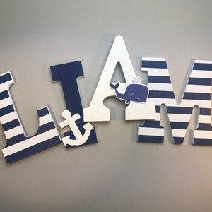 Nursery letters- Personalized name sign- Nautical nursery decor- Name sign- Boys name - Ocean theme nursery decor