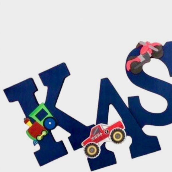 Vehicle themed nursery letters-  Baby name sign - Personalized name -Grandson gift