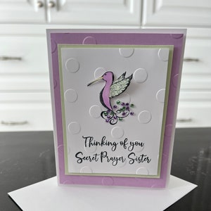 Humming Bird Thinking of you Secret Prayer Sister Blank Card