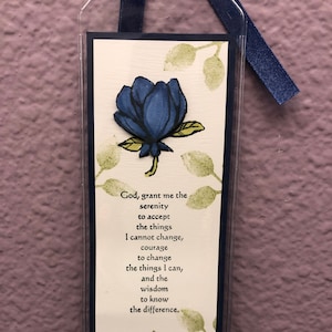 Blue Magnolia Serenity Prayer Bookmark