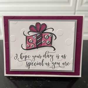 Rich Razzleberry Bling Birthday Present Blank Card