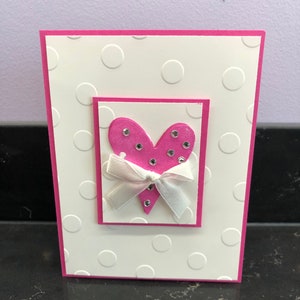 Pink Bling Heart Blank Card