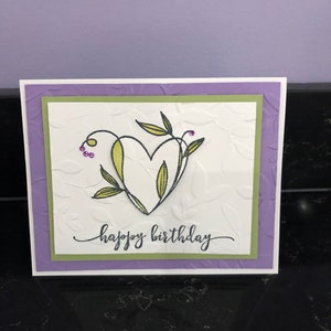 Happy Birthday Vine Heart with Rhinestones Blank Card