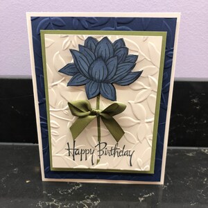 Blue Lotus Flower Blank Birthday Card