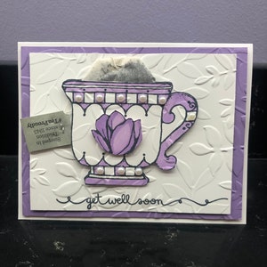 Get Well Soon Lavender Magnolia Teacup Card