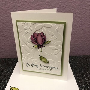 Be Strong & Courageous Raspberry Magnolia Encouragement Card