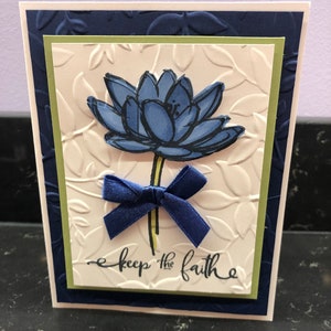 Keep The Faith Blue Flower Blank Card