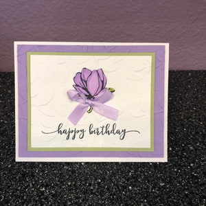 Happy Birthday Lavender Magnolia Blank Card