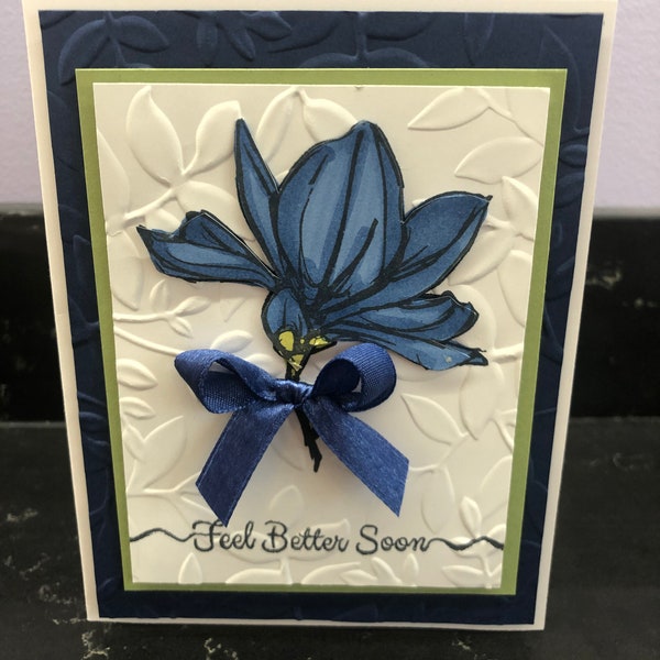 Feel Better Soon Blue Rose Blank Card