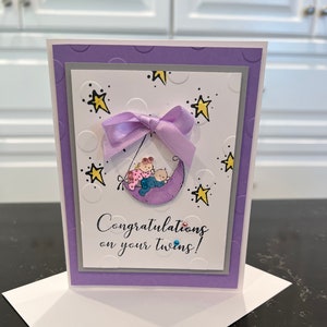 Baby Boy & Baby Girl Twins Congratulations Blank Card