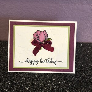 Small Raspberry Magnolia Birthday Blank Card