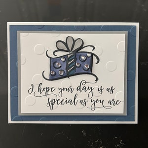 Misty Moonlight Blue Bling Birthday Present Blank Card