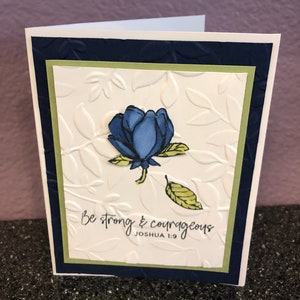 Blue Magnolia Be Strong & Courageous Blank Greeting card