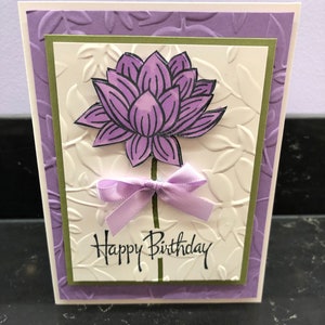 Lavender Lotus Flower Birthday Blank Card