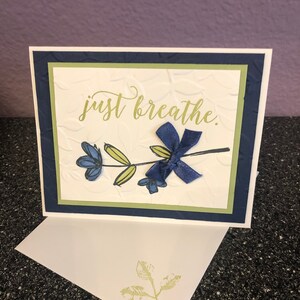 Just Breathe Blue Small Flower with Bow Card
