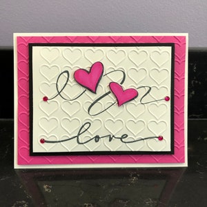 Two Hot Pink Hearts of Love Blank Card