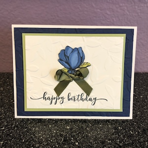 Small Blue Magnolia Birthday Blank card
