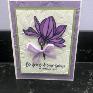 Purple Rose Be Strong & Courageous Blank Card