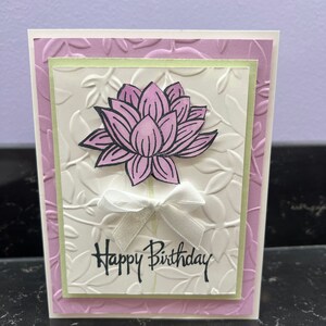 Fresh Freesia Lotus Flower Blank Birthday Card