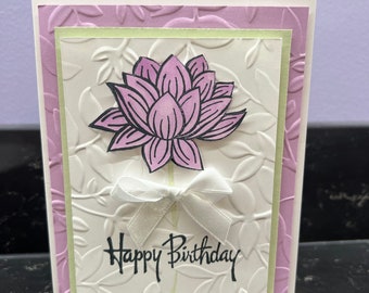 Lavender Lotus Flower Birthday Blank Card