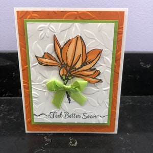Feel Better Soon Orange Rose Blank Card