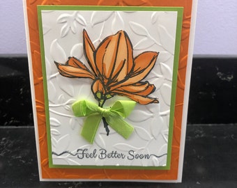 Feel Better Soon Orange Rose Blank Card