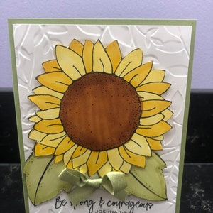 Be Strong & Courageous Big Sunflower Blank Card