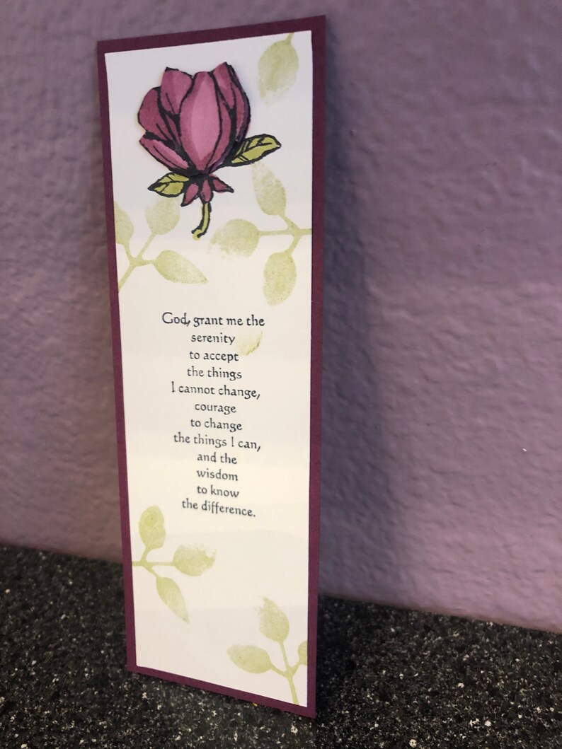 serenity prayer print raspberry magnolia bookmark etsy