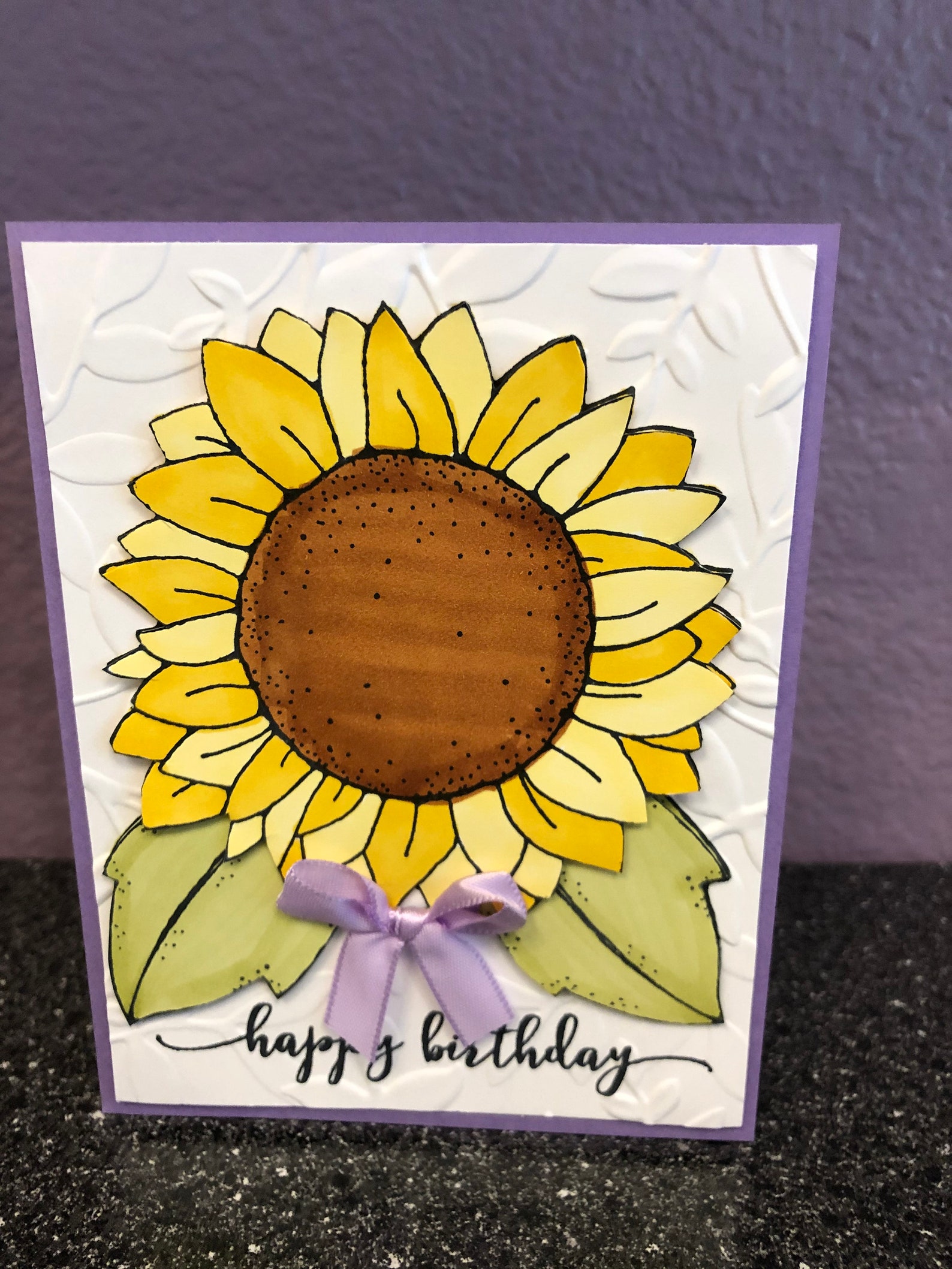 Large Sunflower Happy Birthday Card Etsy