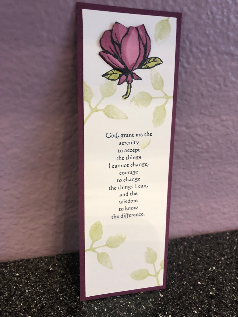 serenity prayer print raspberry magnolia bookmark etsy