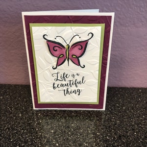 Life is a Beautiful Thing Raspberry Butterfly Blank card