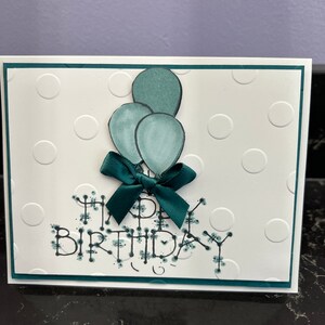 Teal Birthday Balloons Blank Card