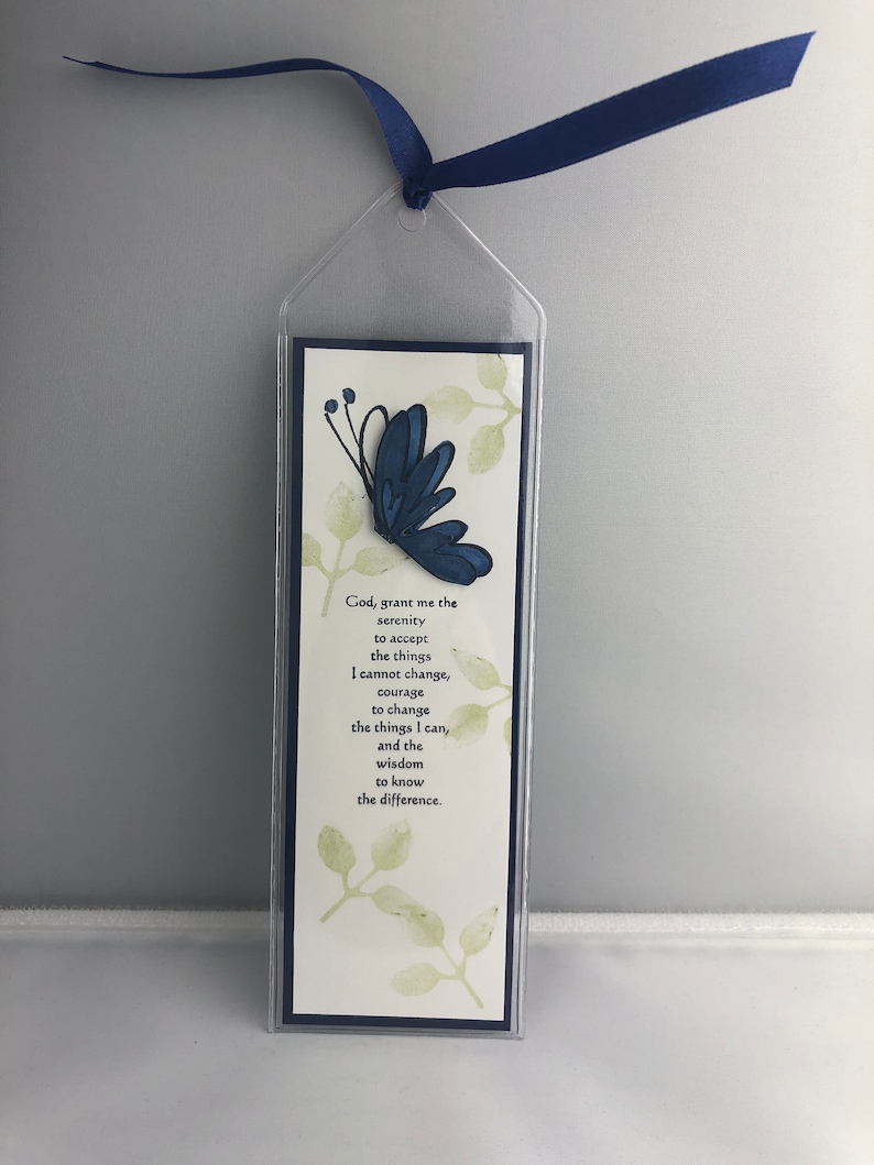 serenity prayer blue butterfly bookmark etsy
