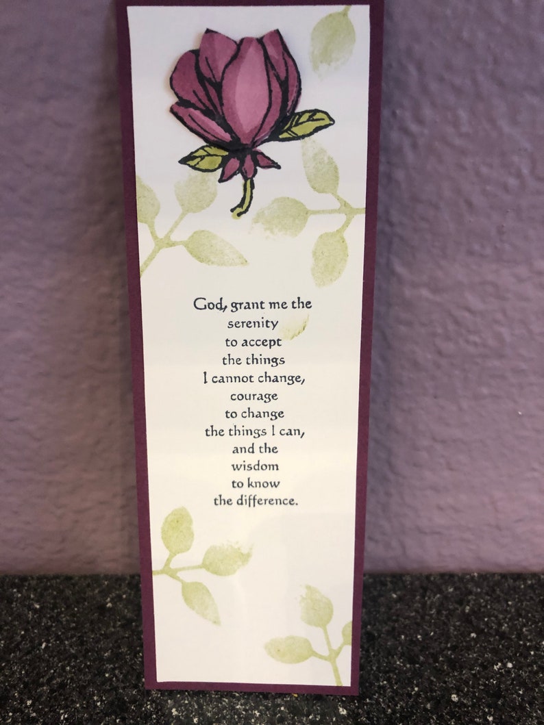 serenity prayer print raspberry magnolia bookmark etsy