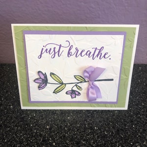 Just Breathe small Lavender flower Card