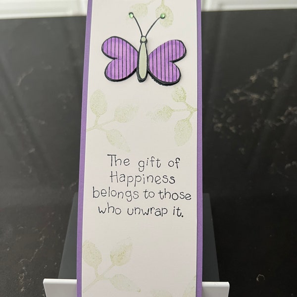 Purple Bling Butterfly The Gift of Happiness belongs to those who unwrap it Bookmark