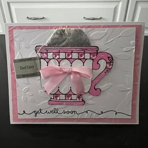 Get Well Soon Light Positively Pink Teacup with Pink Rhinestones Blank Card