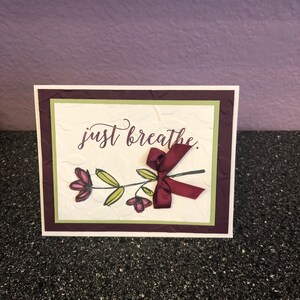 Just Breathe Blackberry Bliss Small Flower with Bow Blank Card