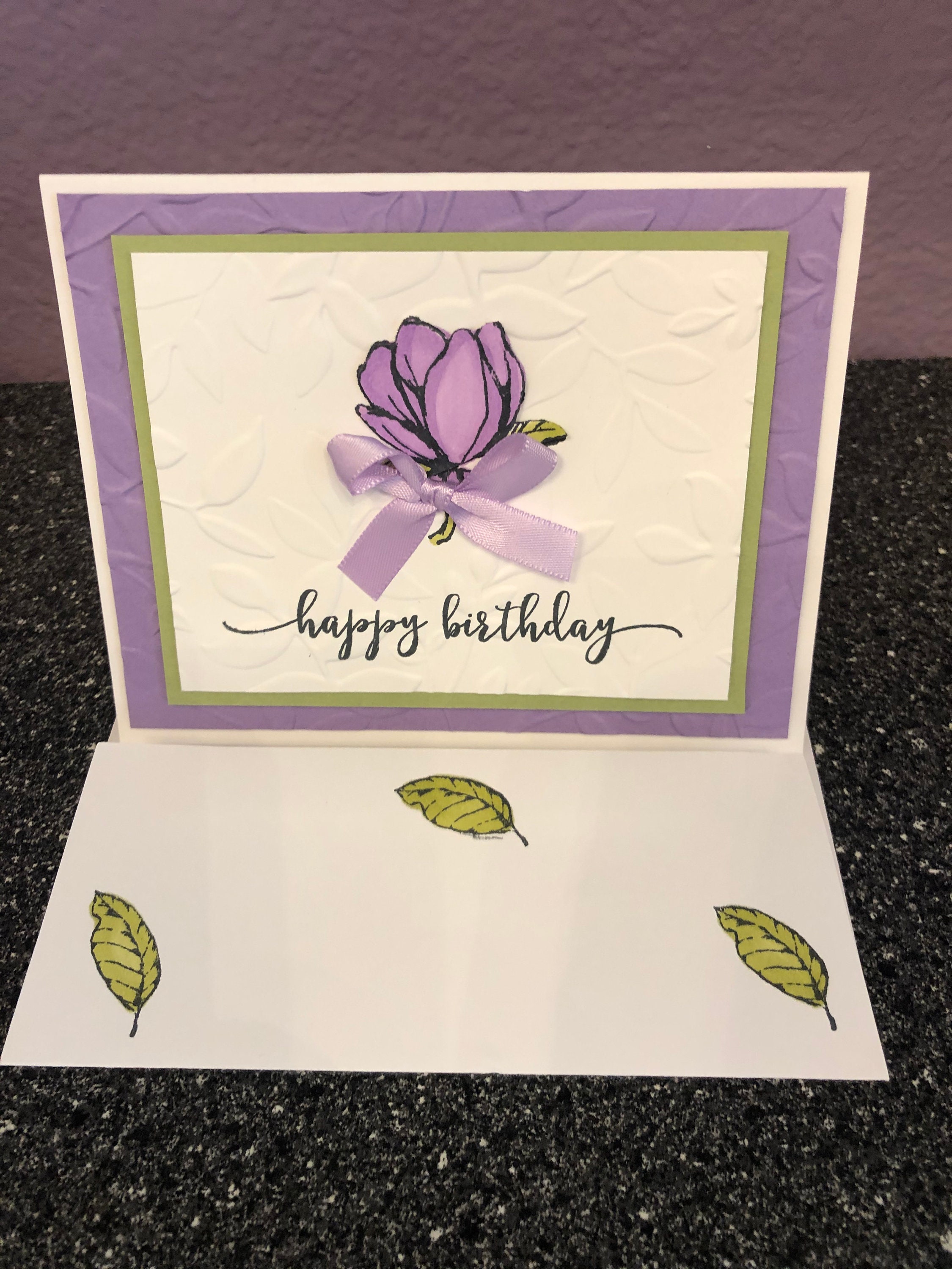 Happy Birthday Lavender Magnolia Blank Card - Etsy
